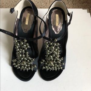 Max studio black satin embellished dress heels!